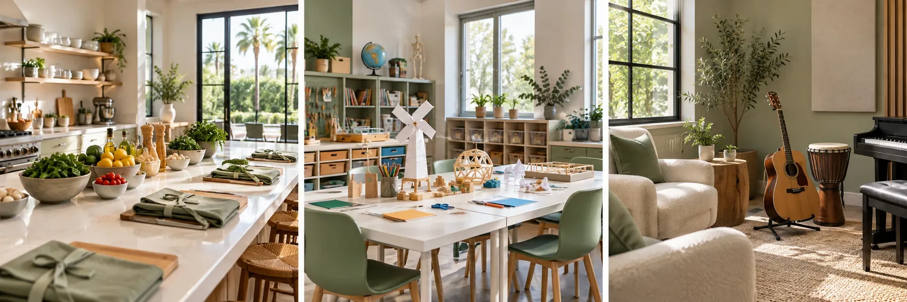 Bright studio, classroom and music spaces ready for families