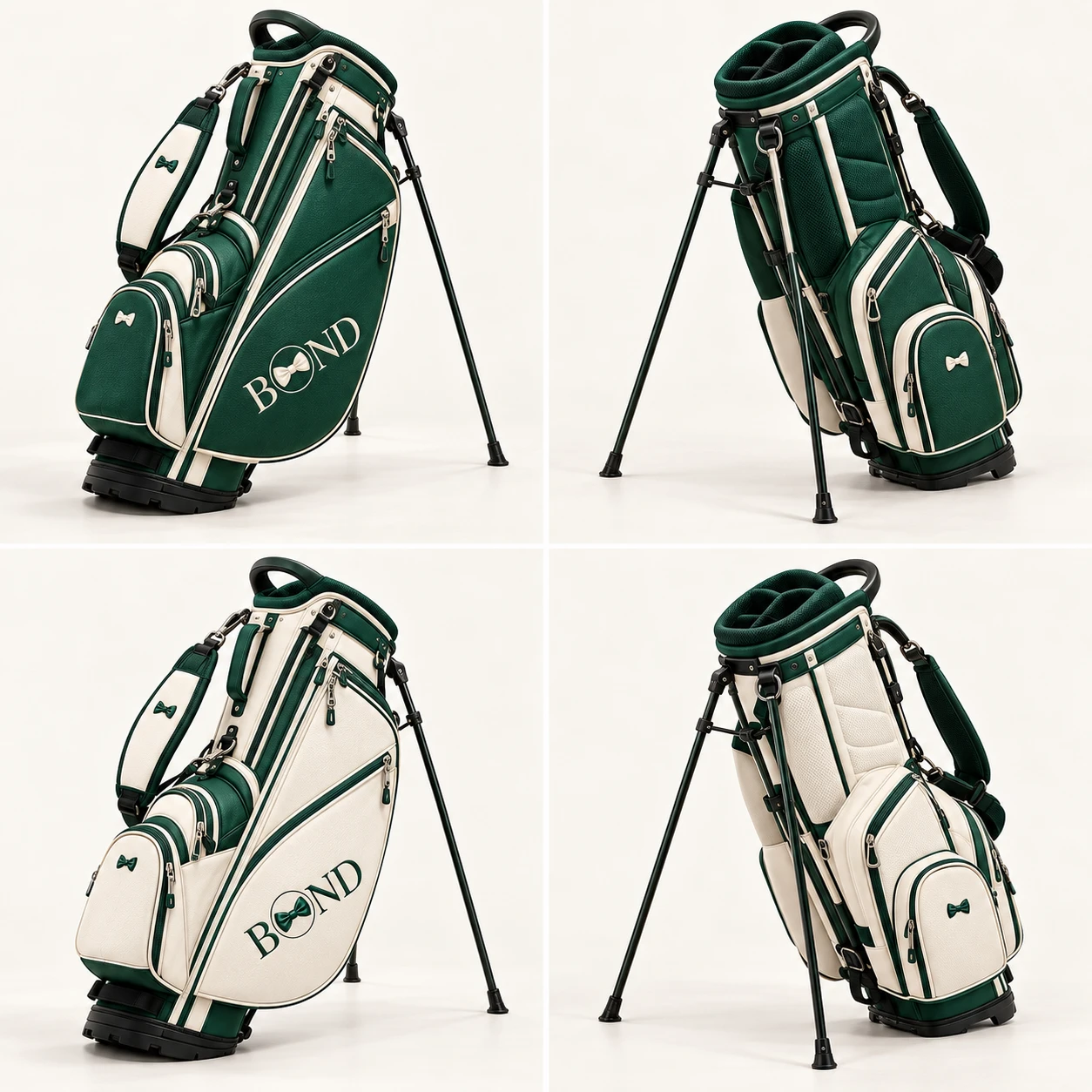 Adult Stand Bag for Dad: Royal green / ivory, front design view