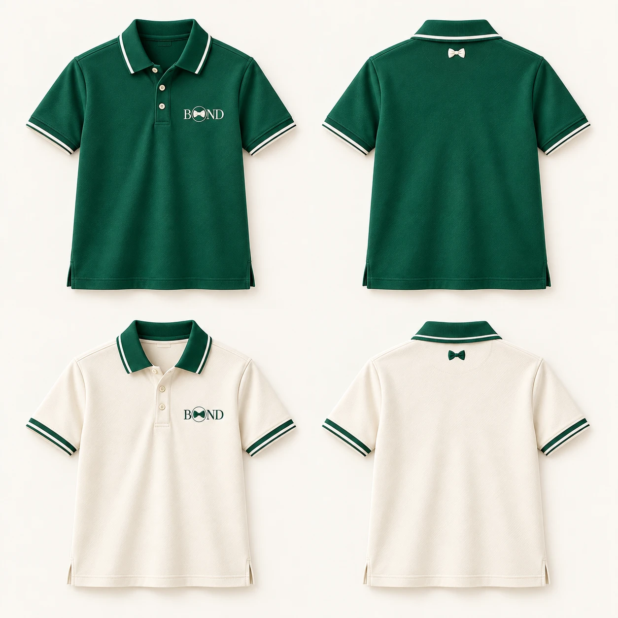 Court Knit Polo for Dad: Royal green / ivory, front design view