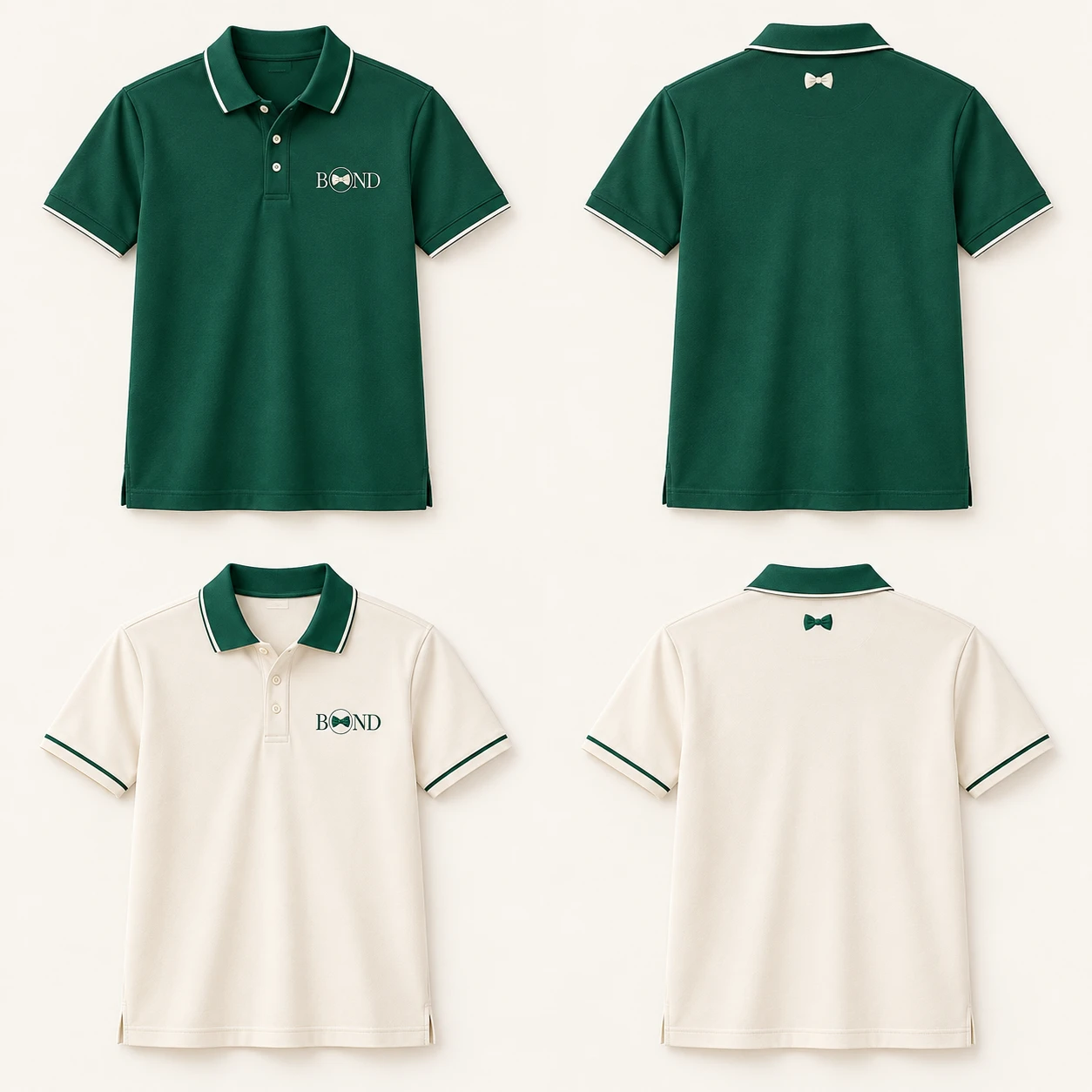 Signature Golf Polo for Dad: Royal green / ivory, front design view