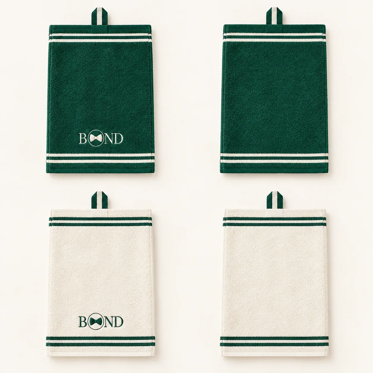 Club Towel for Both: Royal green / ivory, front design view