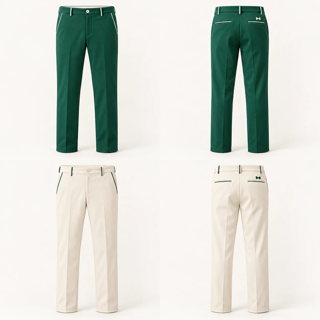 Club Trousers for Dad: Royal green / ivory, front design view