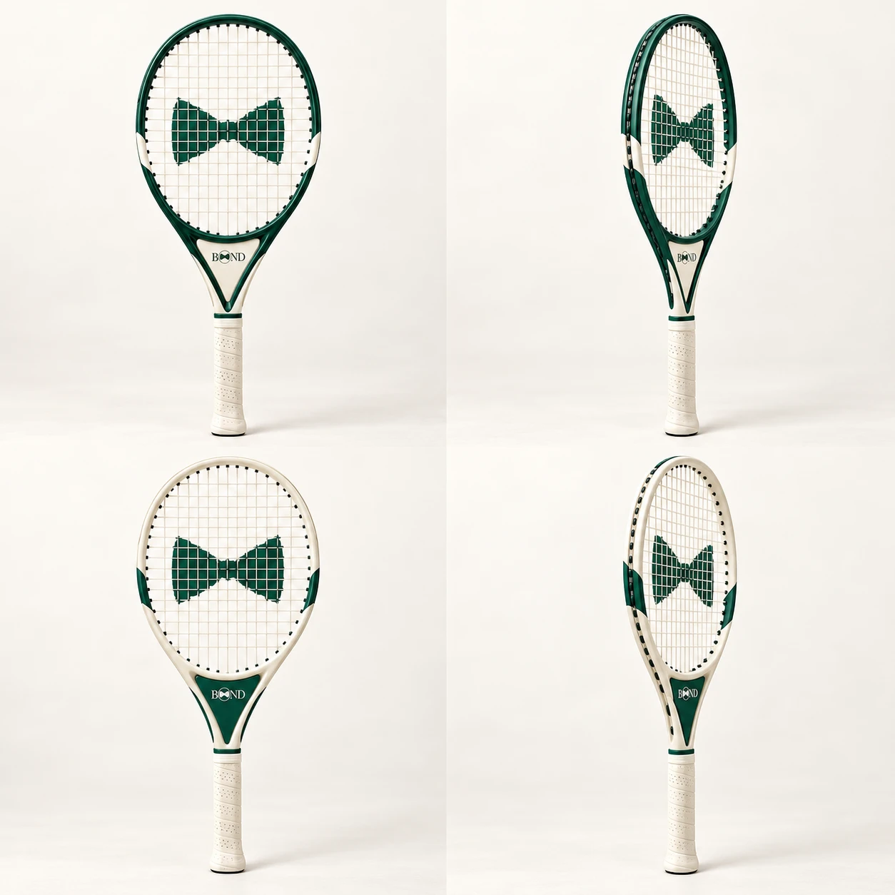Junior Court Racket for Daughter: Royal green / ivory, front design view
