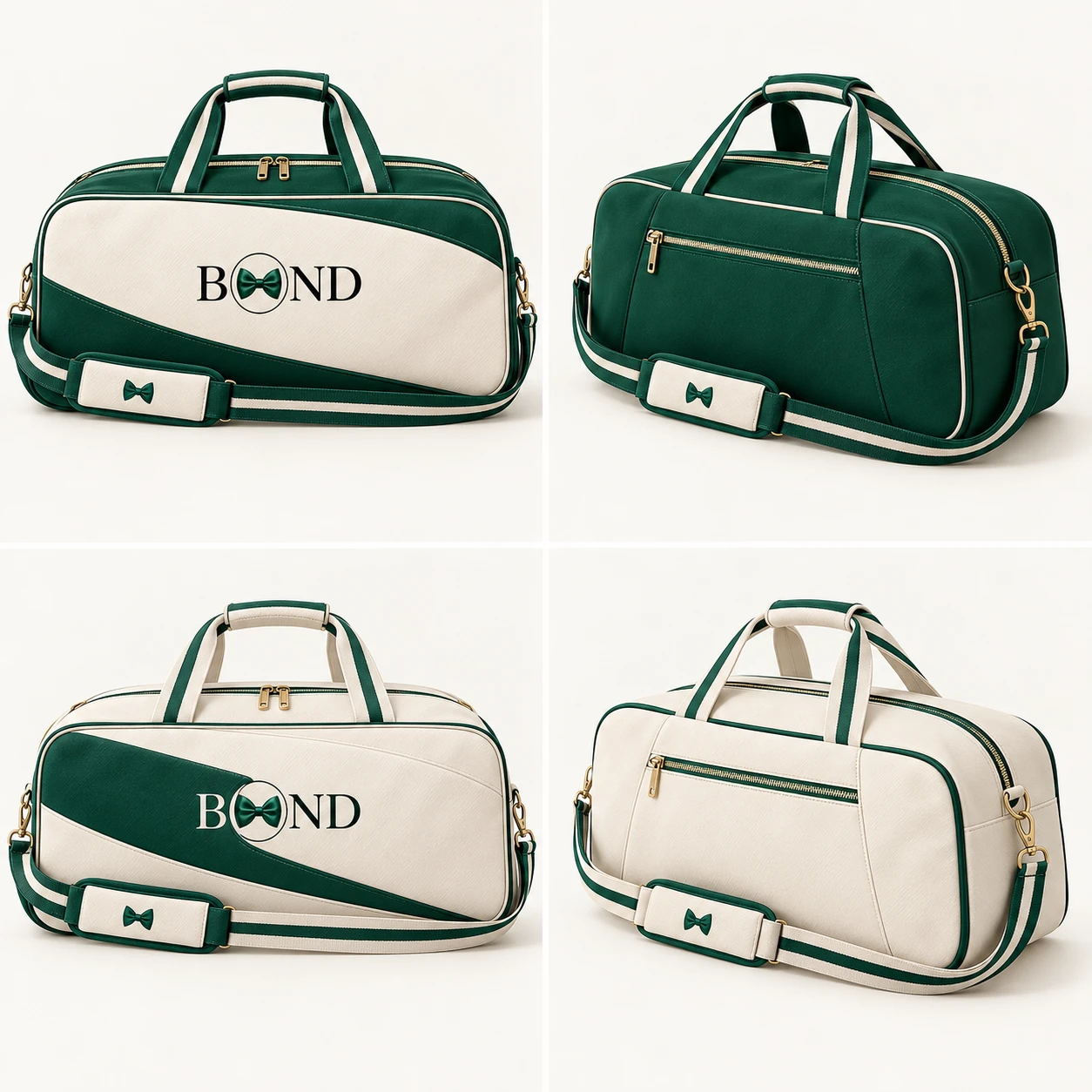 Court Racket Bag for Both: Royal green / ivory, front design view