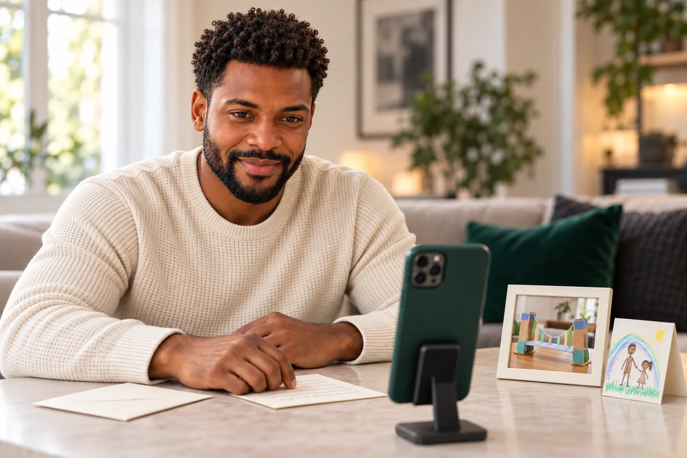 Marcus recording a message for Maya